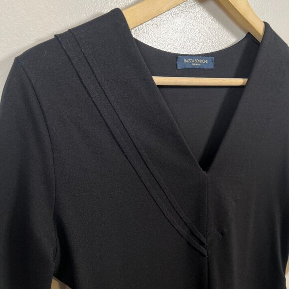 Piazza Sempione Sheath Dress Size IT 44 US 8 Black Career Work Office Side Zip - Picture 4 of 10